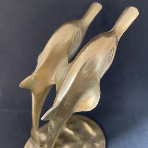 Vintage brass pair dolphins - brass,