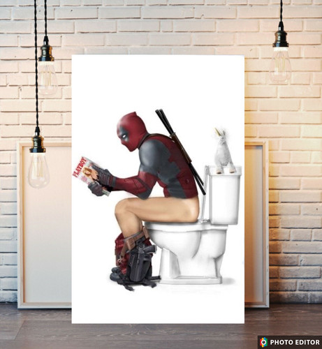 Deadpool the toilet canvas - deadpool,
