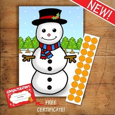 PIN THE NOSE ON THE SNOWMAN - Christmas Kids Party Game - 20 player 