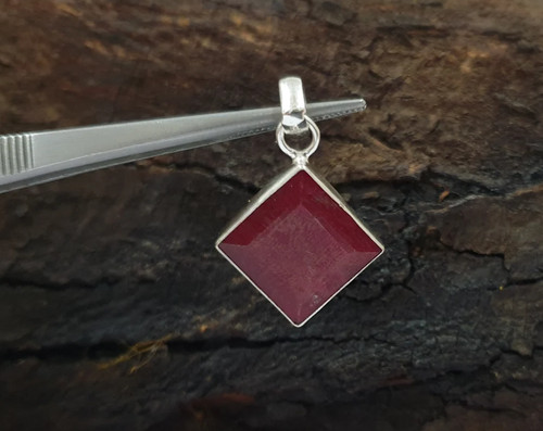 Real red ruby pendant sterling - ruby,