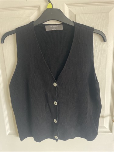 Black flat knit vest - black,