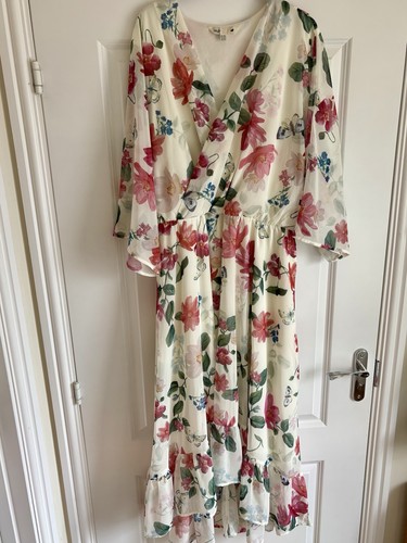 Ivory floral wrap dip - ivory, midi
