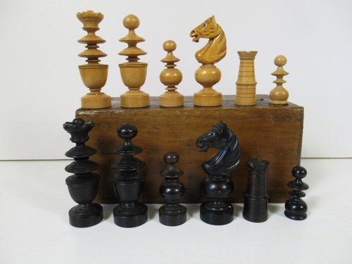 Antique chess set fine - antique,