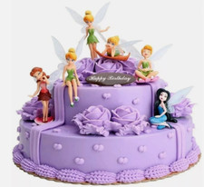 Fairy Cake Topper Disney Tinker Bell Figure Birthday Party Decoration 6pcs
