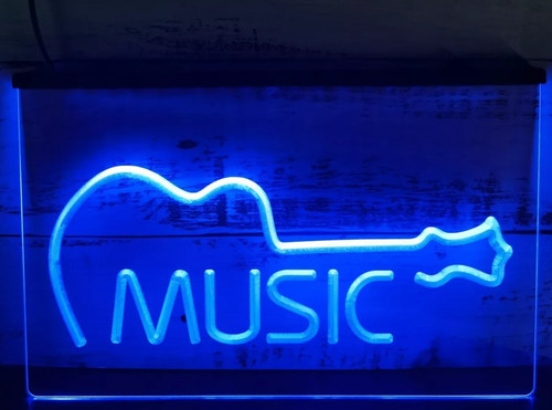 Guitar sign music - music, neon
