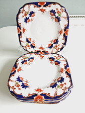 Set of 4 Plant Tuscan Bone China 6" Tea Plates c.1930s