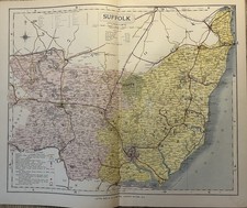 1884 Suffolk Original Antique County Map by Letts
