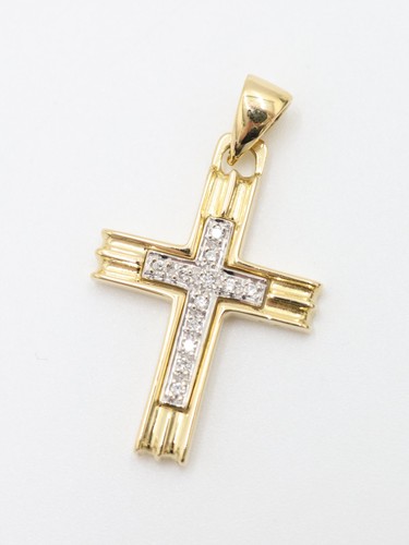 Gold diamond cross pendant - diamond,