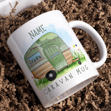 Personalised caravan mug vintage watercolour caravan in 15 colour combinations