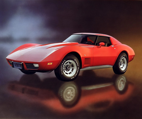 1977 chevy corvette - corvette, (red)