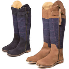 Rydale Tall Country Boots Suede & Tweed Full Zip Knee High Boots 2 Colours