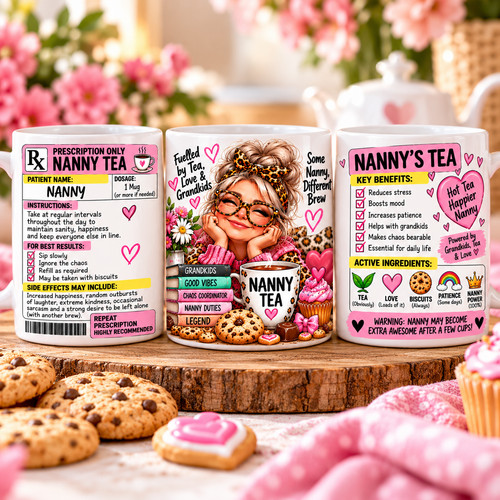 Personalised nanny tea mug - personalised,