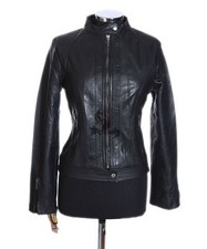 Ladies MILA Black Biker Style Designer Retro Real Soft Lambskin Leather Jacket