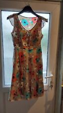 Ladies Summer Dress With Poppy Design Size 12  Silk
