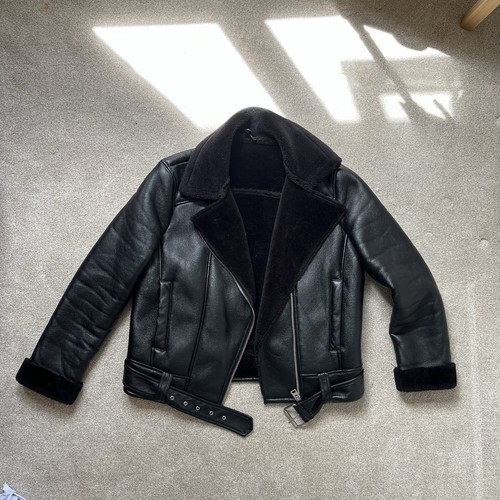 Black faux leather aviator - black,