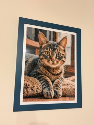 Finished cross stitch cat - finished,