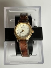 Accurist Gold Tone Quartz Unisex Watch Leather Strap
