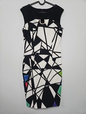 Joseph Ribkoff Black And White Geometric Print With Bold Colours Size 12.