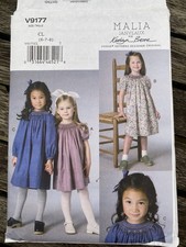 Vogue Sewing Pattern V9177 Girls' Dress Malia Janveaux Age 6-7-8 Uncut Smock