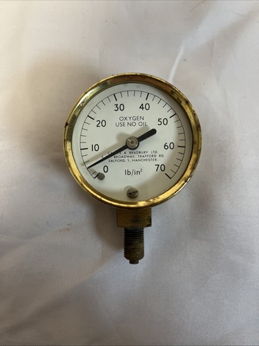 Vintage brass pressure gauge - vintage,