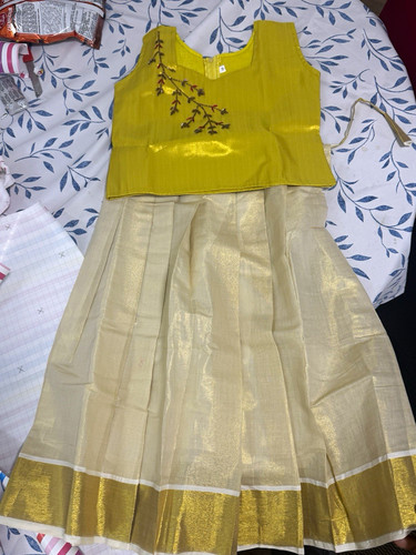 Girls gold silk - silk, lehenga