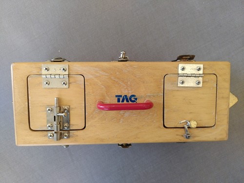 Tag toys wood lock box - wood,