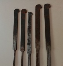 Set Of 5 Old Vintage Antique Plough Plane Irons Cutters