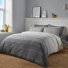 Multi Stripe Duvet Cover Reversible Single Quilt Bedding Linen Set Charcoal Grey