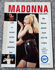 Vintage 1990 Magazine Advert Art Picture Madonna Blond Ambition Tour  SKY TV Ad