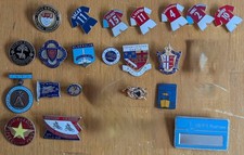 Job Lot Collection Enamel Badges including Football, Nursing, Speedway, Bowling.