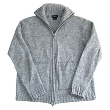Gant Alpaca Blend Knit Cardigan Full Zip Pockets Y2K Grey Sweater Mens Large