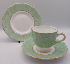 Plant Tuscan China Green Art Deco Tea Trio Cup Saucer Reg 785452