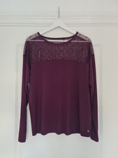 Ted Baker lovely lace panel, long sleeve  top size 12-14. . Plum purple. NWT