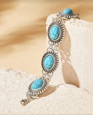 Silver And Turquoise Bracelet - Healing Crystal Jewellery - Xmas Gift Present