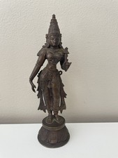 Antique South Indian Bronze Goddess Statue Lakshmi Parvati 19th C Hindu Art