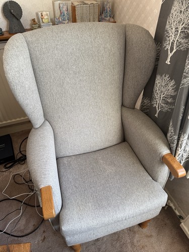 Grey fabric wingback armchair - grey,