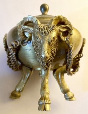 An Antique Bronze Ormolu Censer & Cover / Inkwell  in Adam style with Rams Heads