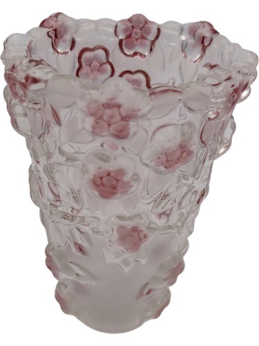 Floral embossed glass vase - floral,