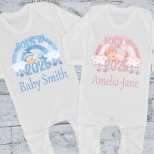Personalised Born In 2025 New Baby Announcement Bib Vest Romper T-Shirt