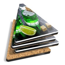 4x Triangle Coasters - Absinthe Glass with Lime Slices #21078