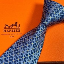 HERMES Tie blue with H pattern