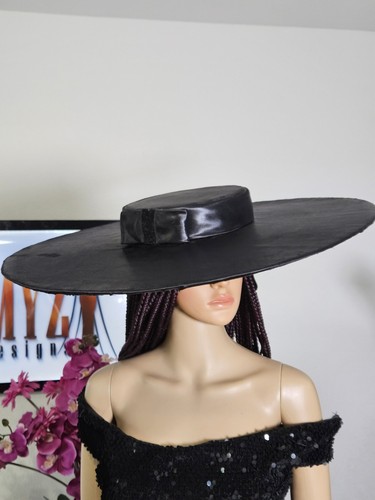 Wide brim black - wide, boater