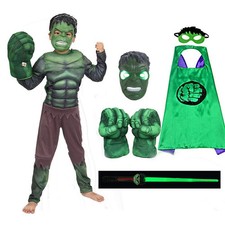 Deluxe Marvel Avengers Hulk Costume for Boys Kids Cosplay Green Hot UK