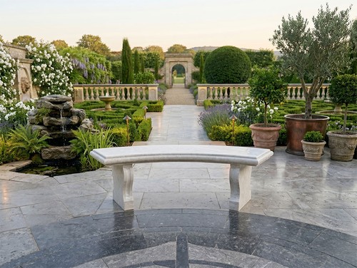 White limestone curved garden - curved,