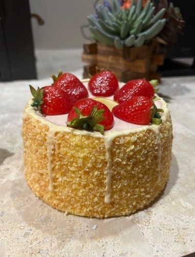 Faux strawberry topped dessert - faux,