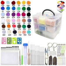 DIY Needle Felting Kit Wool Roving Set Tools Box 10/25/36/40/50/72 Colors Craft