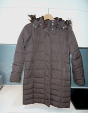 GAP KIDS chocolate Brown FAUX FUR hood long PADDED PUFFER coat Age 12 13 years