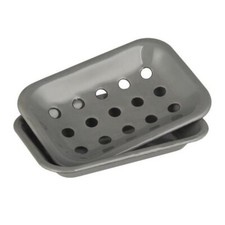 2 Parts Grey Enamel Soap Dish
