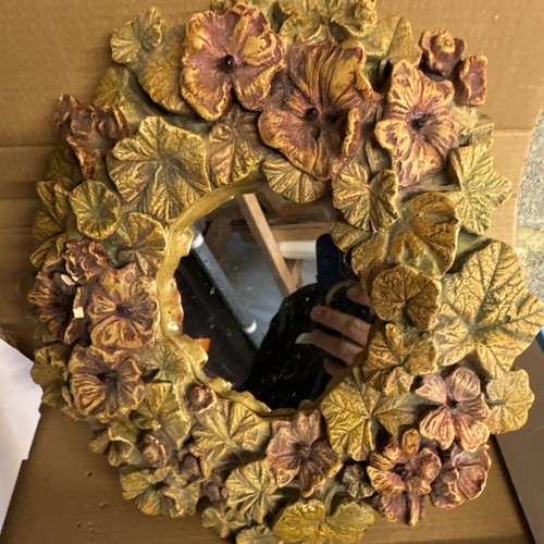 Round floral framed - floral, wall