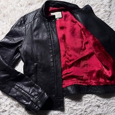 GUCCI Single Riders Jacket Lamb Leather Black Size L Luxury Biker Vintage Japan